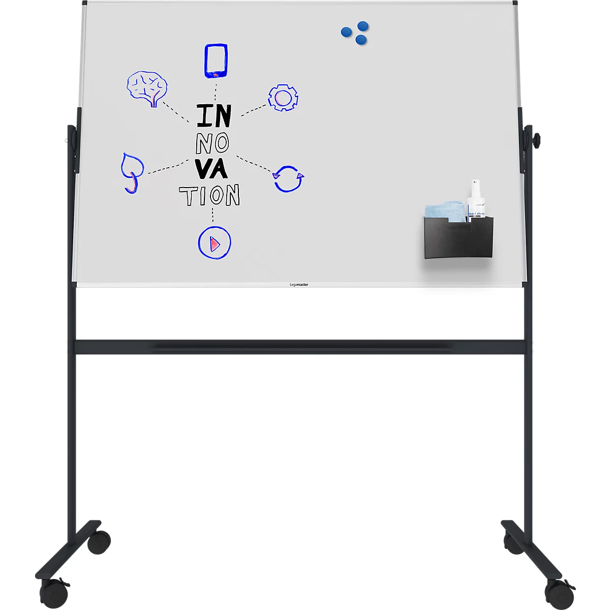 Stativ-Drehtafel Legamaster UNITE, magnetisch, drehbar um 360°, B 1500 x T 12,6 x H 1000 mm, lackierter Stahl, weiß